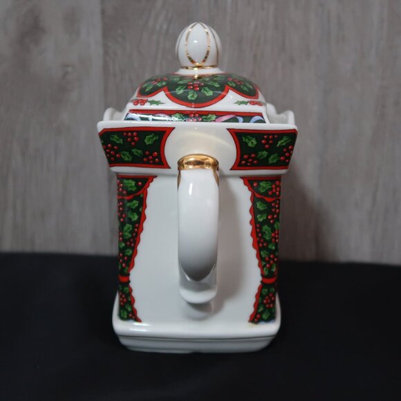 Vintage 1992 Sadler Christmas New Year Morning Tea Pot with Lid Made In England - Picture 6 of 16